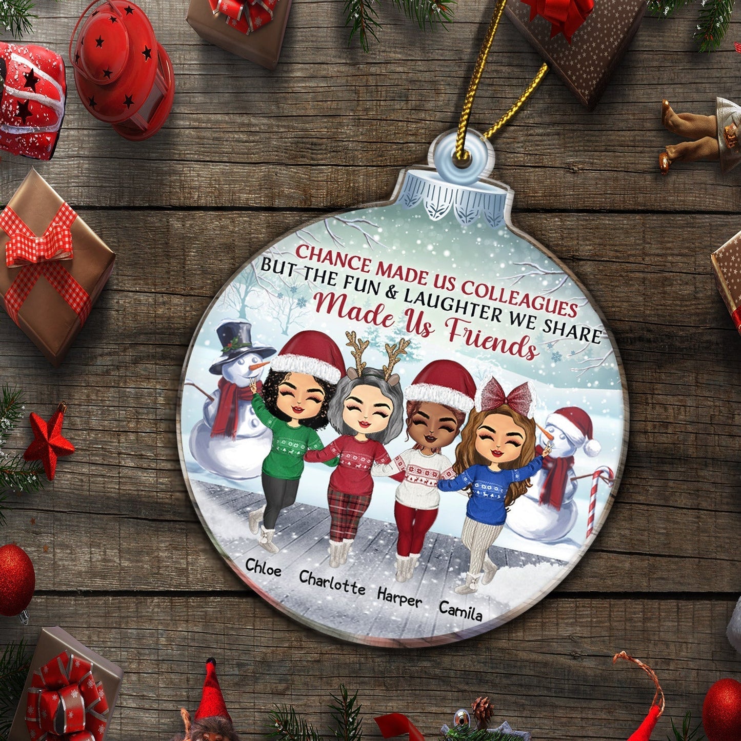 Work Made Us Colleagues - Christmas Gift For Co-worker, Besties, Best Friends - Personalized Custom Shaped Acrylic Ornament