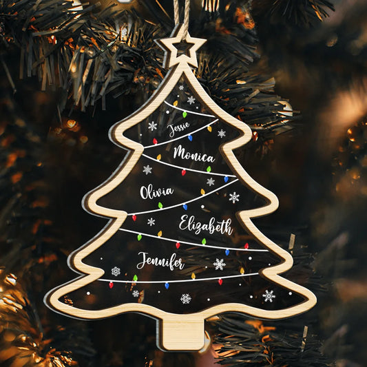 Christmas Tree Family Bestie Coworker Custom Name - Personalized 2-Layered Mix Ornament