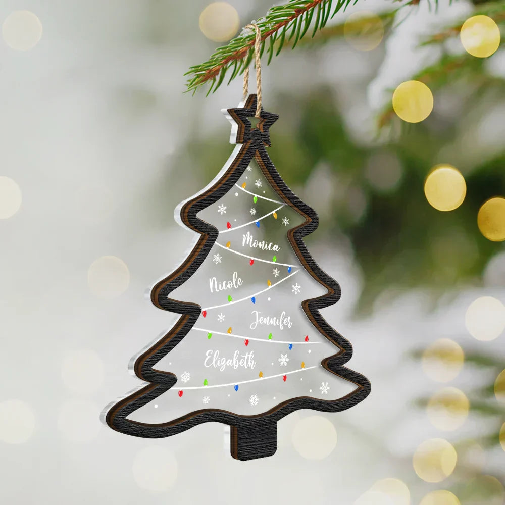 Christmas Tree Family Bestie Coworker Custom Name - Personalized 2-Layered Mix Ornament