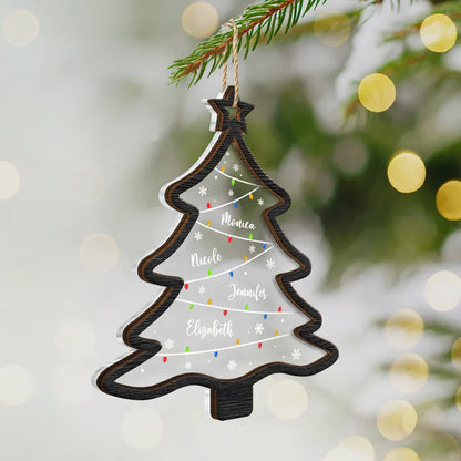 Christmas Tree Family Bestie Coworker Custom Name - Personalized 2-Layered Mix Ornament