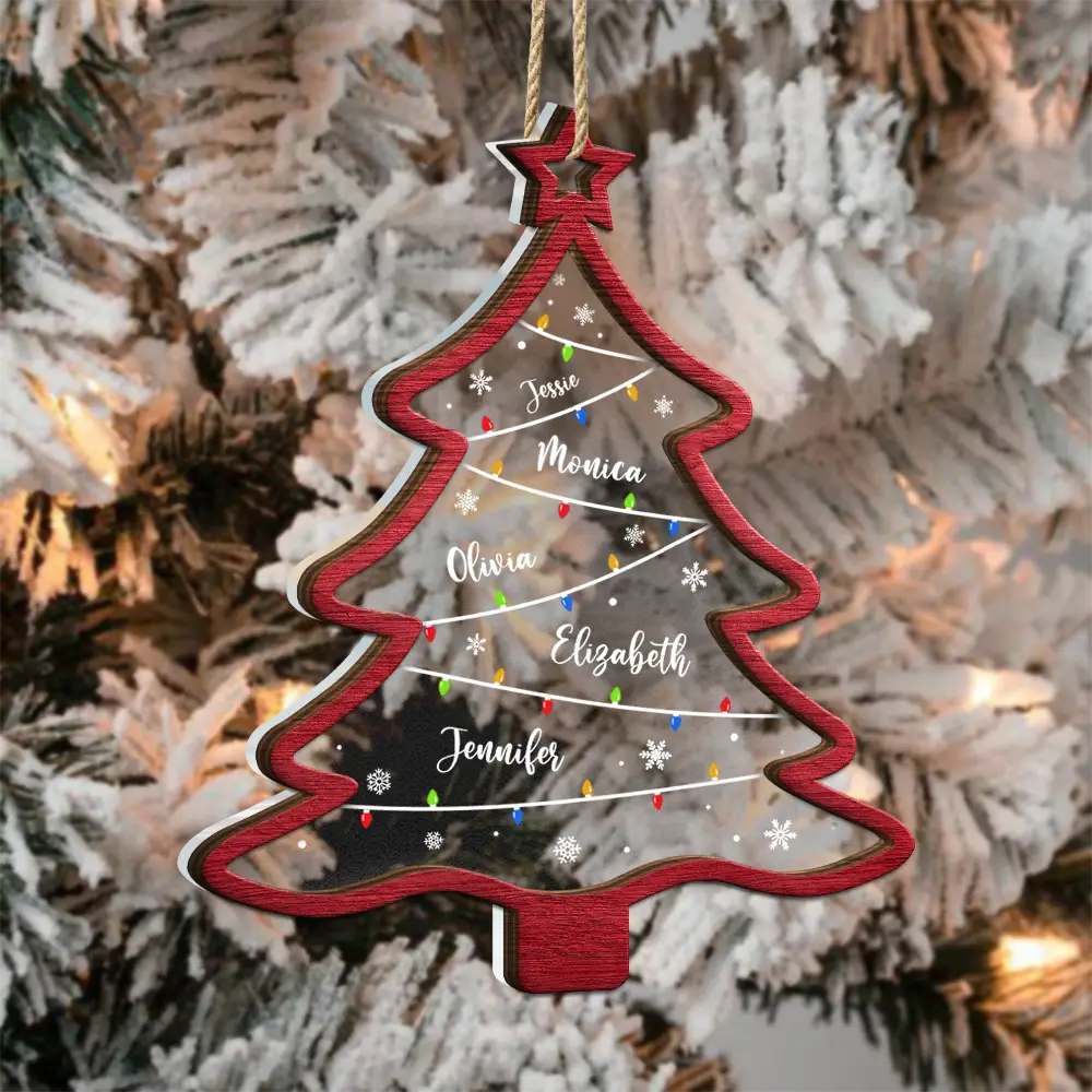 Christmas Tree Family Bestie Coworker Custom Name - Personalized 2-Layered Mix Ornament