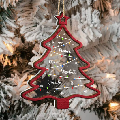 Christmas Tree Family Bestie Coworker Custom Name - Personalized 2-Layered Mix Ornament