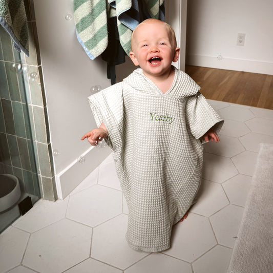 Waffle Baby Hooded Towel - Sage